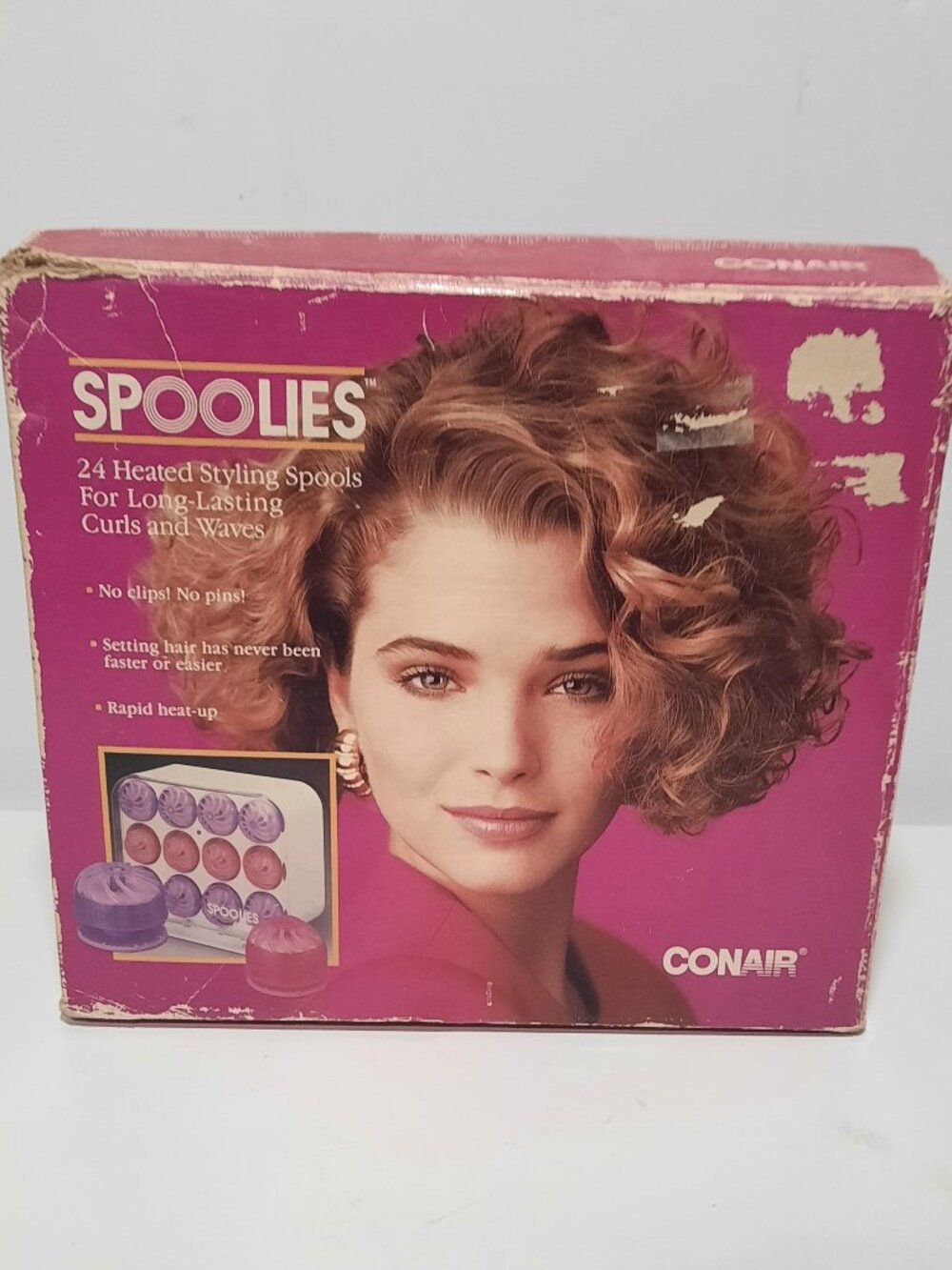 VTG 90s Conair SPOOLIES 24 Heated Spools Hot Curlers Rollers Silicone Works